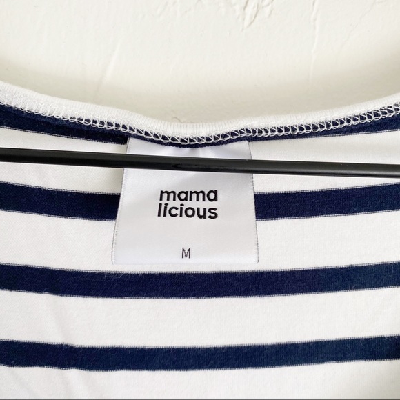 Mamalicious Black White Stripe Maternity Dress Med - Picture 6 of 6